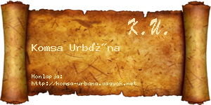 Komsa Urbána névjegykártya